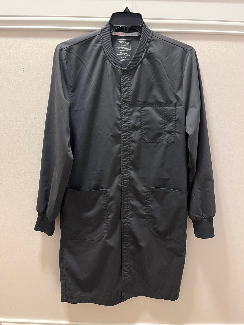 Cherokee Revolution Tech Unisex 40" Antimicrobial Snap Front Lab Coat